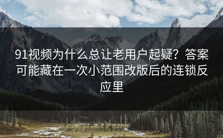 91视频为什么总让老用户起疑？答案可能藏在一次小范围改版后的连锁反应里
